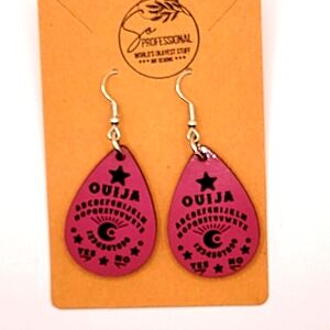 Handmade purple ouija board teardrop earrings